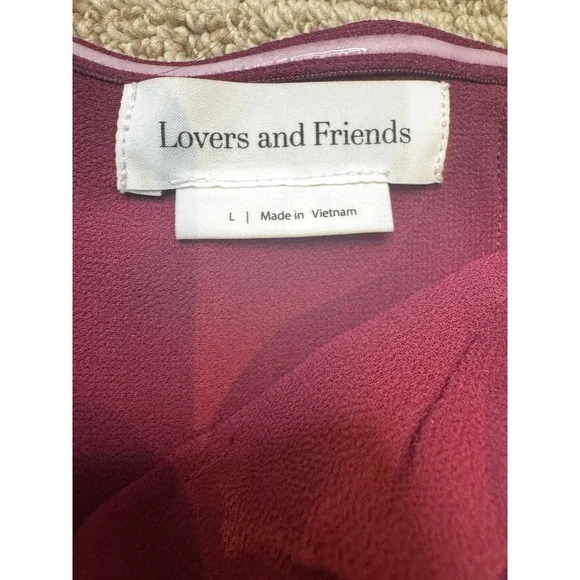 Lovers and Friends Burgundy Strapless Ruched Maxi Dress Wine Bridesmaid Gown L - Picture 3 of 9